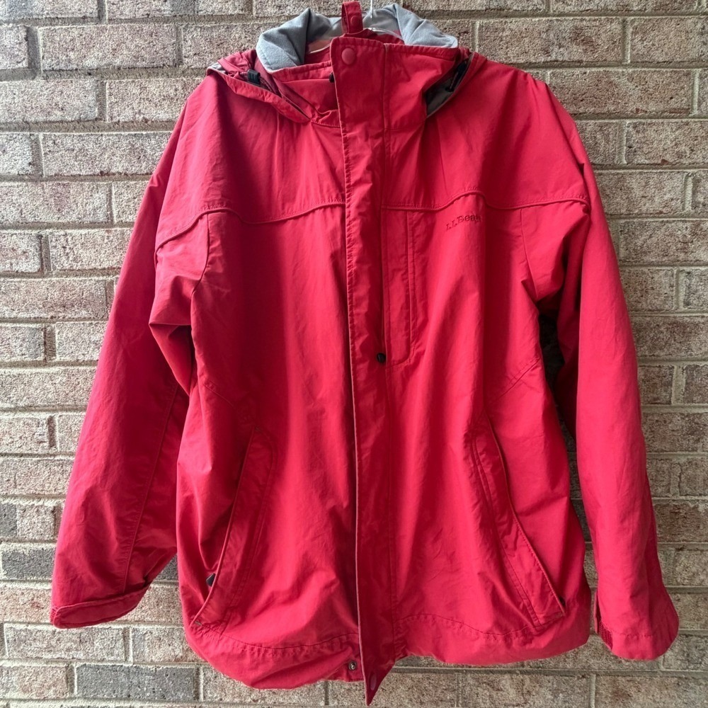 L.L.Bean Men's Shell Jacket Red Nylon Size Large L – Style 265276 Outdoor Hiking